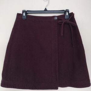 Moleskin side-tie mini skirt in chocolate raisin